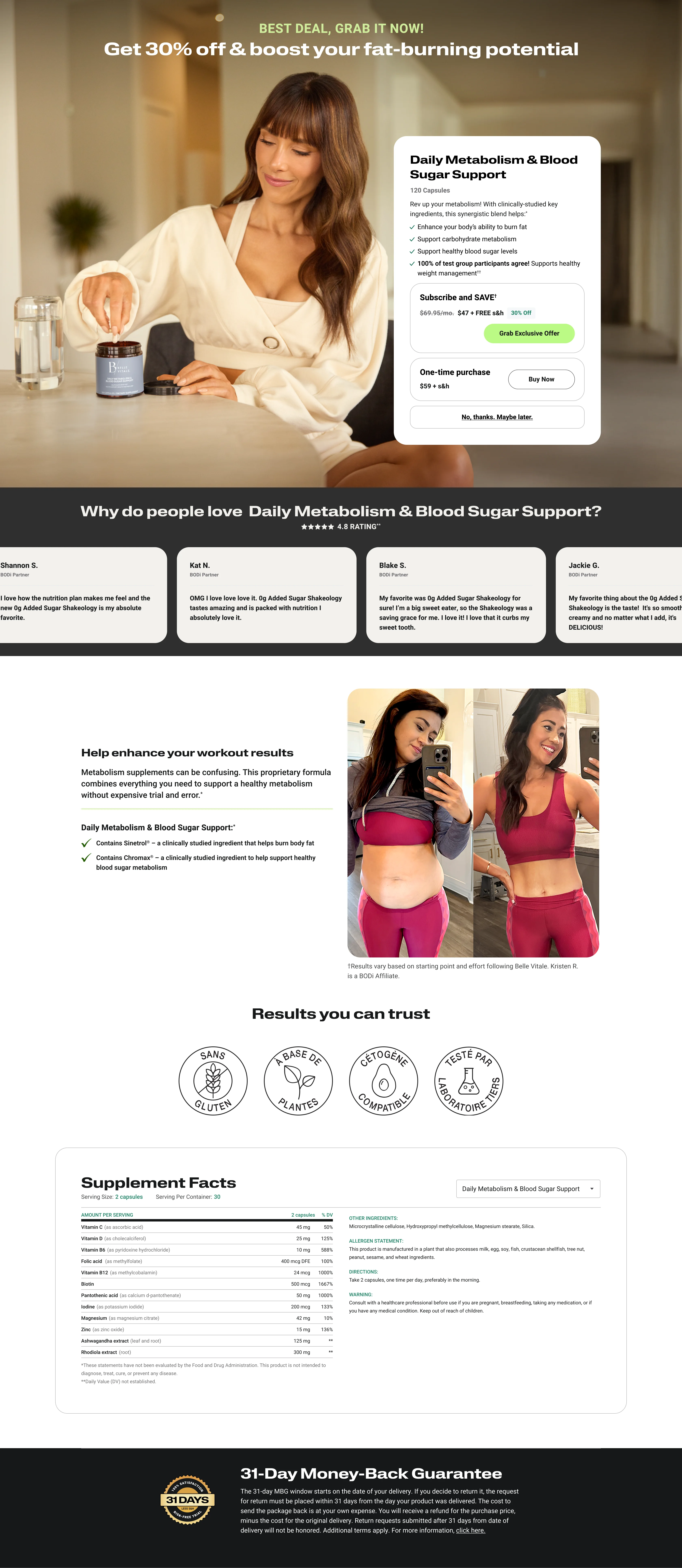 Belle Vitale Supplements Blue Upsell