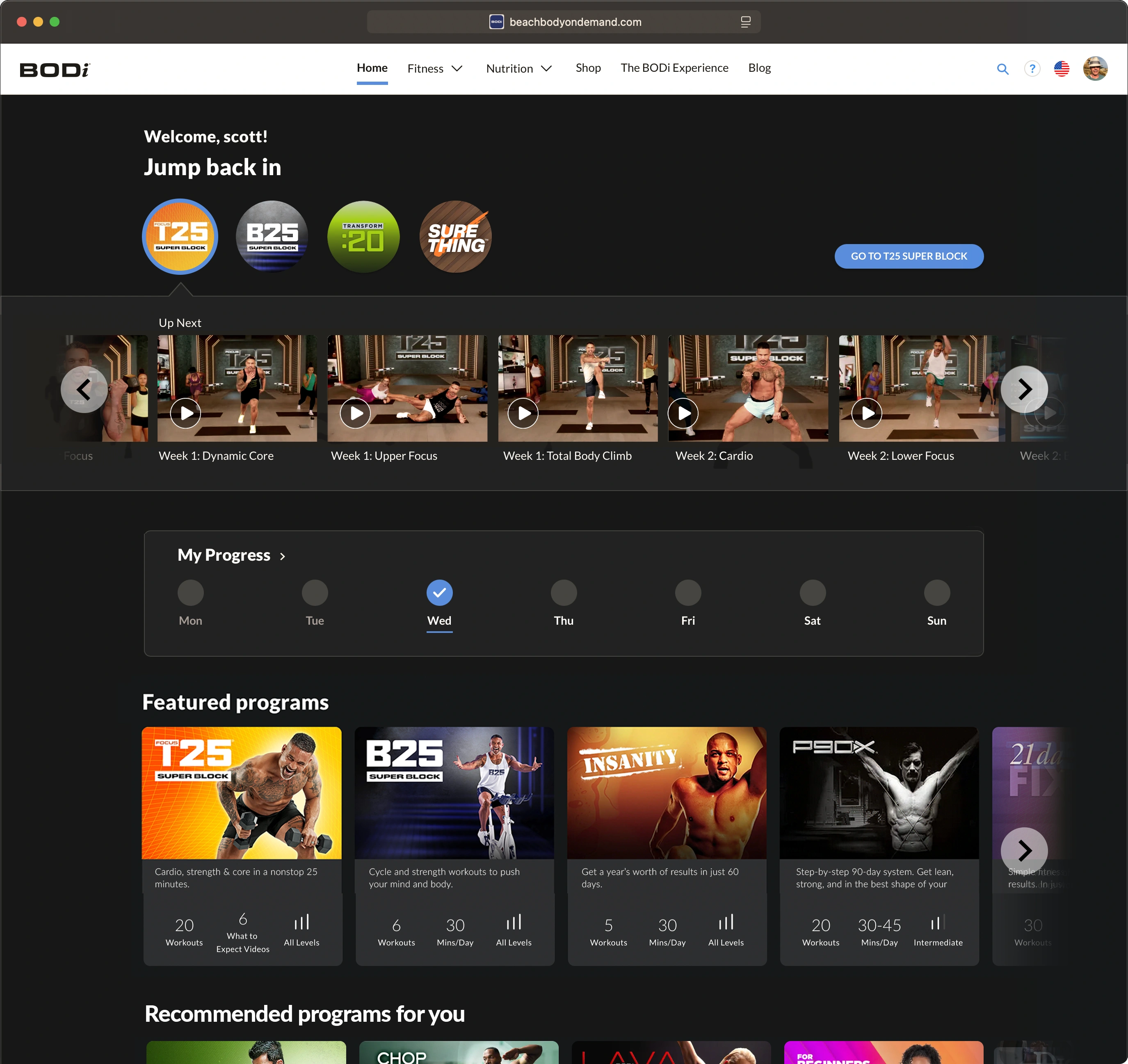 B25 Home Screen on Web